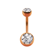 Banana rose gold with two silver crystal balls