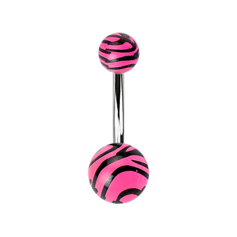 Banana con due palline con motivo tigrato rosa