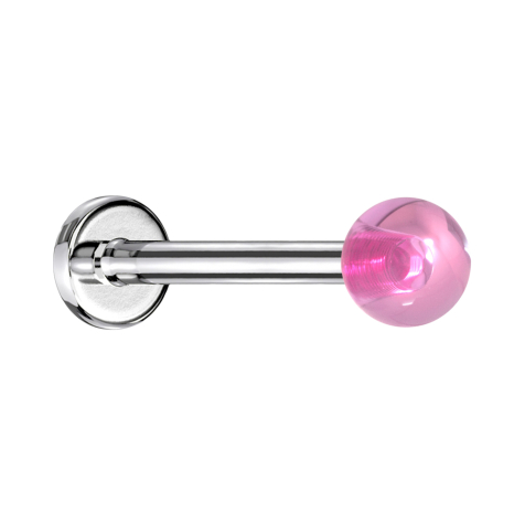 Micro labret silver with ball pink "Glow"