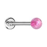 Micro labret silver with ball pink "Glow"