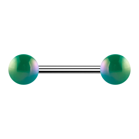 Barbell silver con due sfere rivestite in metallo verde