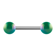 Barbell argent avec deux boules revêtues de...